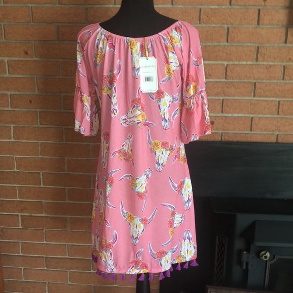 💕SIMPLY SOUTHERN💕WILD COW SKULL TASSEL DRESS💕 - Picture 7 of 10